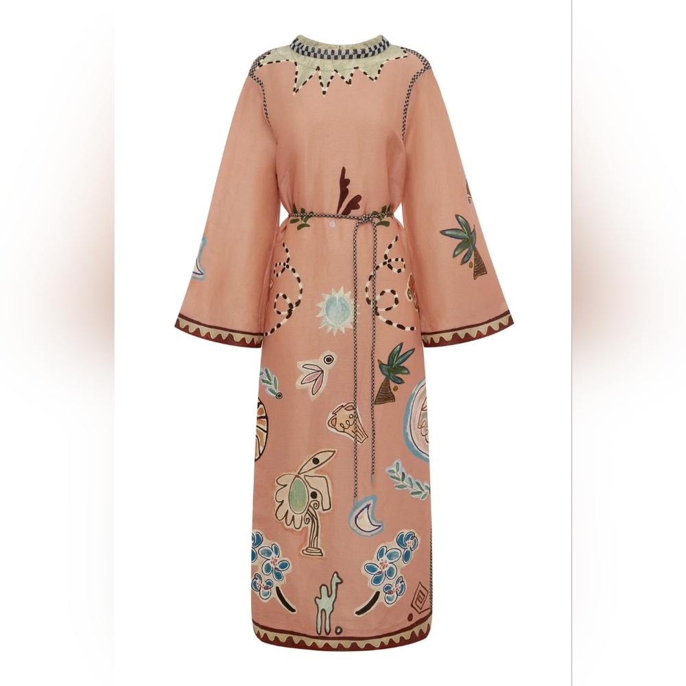 Alemais Pink Floral Embroidered Maxi Dress